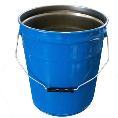 Picture of 5-Gallon Chevron Blue Rust Inhibited Steel Open Head Pail, 3.5" Double Bead, 28 Gauge