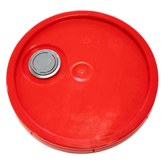 Picture of 3.5-6 Gallon Red HDPE Plastic Pail Cover, Rieke Flex Spout