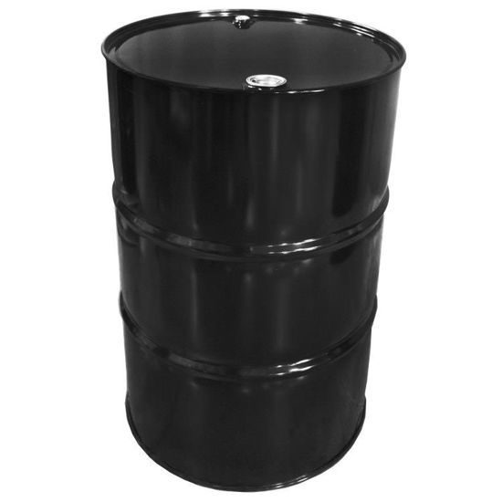 Picture of 55-Gallon Black Steel Tight Head Drum, Red Phenolic Lining w/ 2" & 3/4" TriSure Fittings, UN Rated