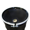 Picture of 55 Gallon Black Buff Steel Open Head Drum w/ Black Cover, 2" & 3/4" Tri-Sure Fitting, Bolt Ring, 3 Hoops, UN Rated