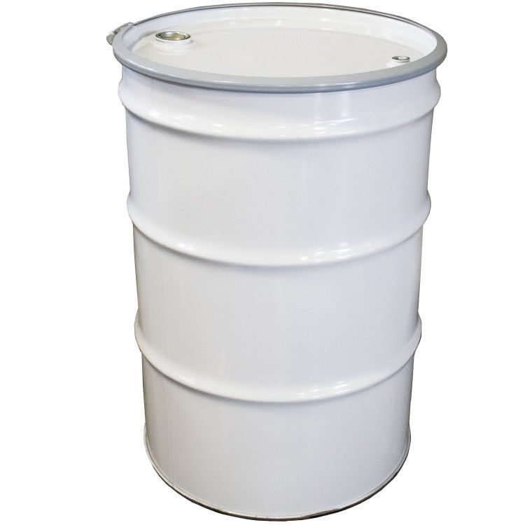 55 Gallon White Open Head Steel Drum, Buff Epoxy Phenolic Lining, w