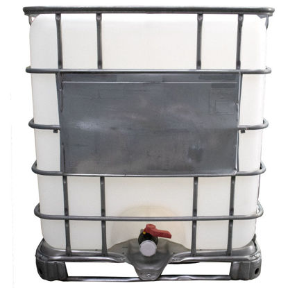 Picture of 275-Gallon Reconditioned IBC Tote, Natural Bottle, 6" Fill Cap w/ 2" Plug, 2" Ball Valve W/ EPDM Gasket, Steel Cage Pallet, UN Rated