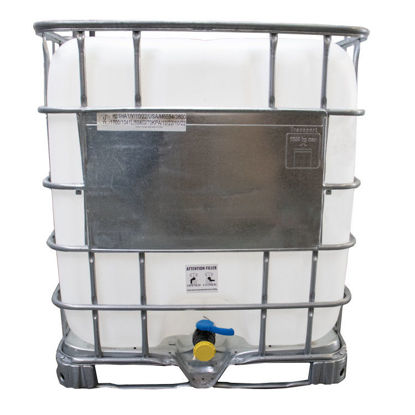 Picture of 275-gallon  IBC Tote, Natural Bottle, 6" Cap, 2" Ball Valve W/ Viton Gasket, Reconditioned Steel or Poly Cage, UN Rated