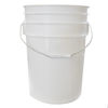 Picture of 6 Gallon White HDPE Plastic Open Head Pail, Black CWL, UN Rated