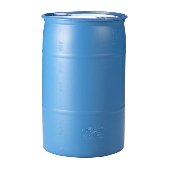 Picture of 55 Gallon Blue Plastic Tight Head Drum w/ 2" Buttress & 2" NPT, UN Rated