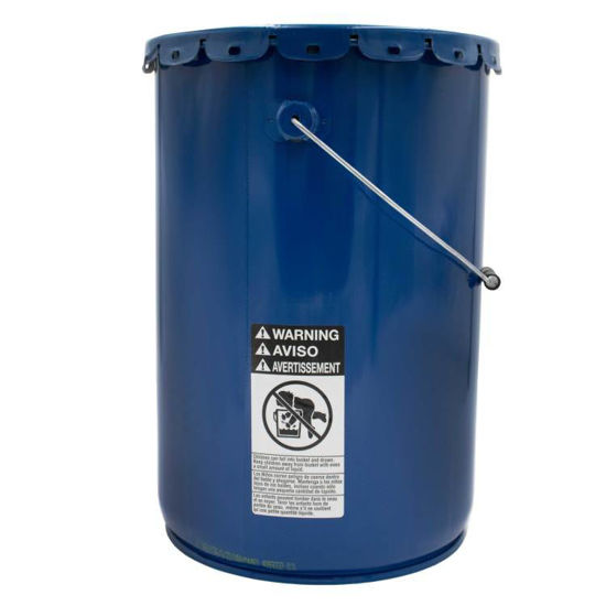 Picture of 6.5-Gallon Gentian Blue Steel Open Head Straight Sided Pail, Buff Epoxy Phenolic Lining w/ Gentian Blue Cover, UN-Rated