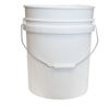 Picture of 5 GALLON WHITE HDPE PLASTIC OPEN HEAD PAIL, GOLD CWL, UN RATED, METAL HANDLE W/ PLASTIC GRIP