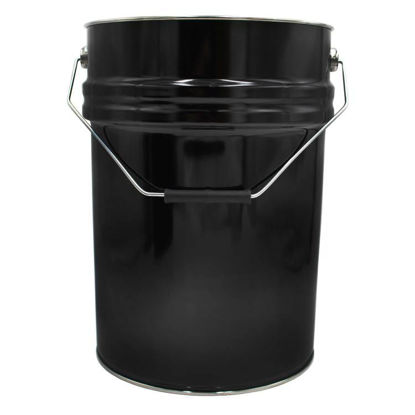 Picture of 20 Liter Black Open Head Steel Pail, Rust-Inhibited Lining, Plain Cover w/ Lever Lock Ring
