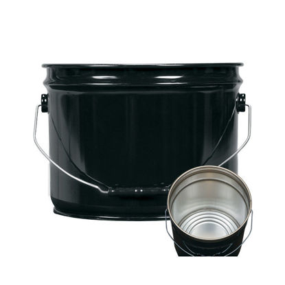 Picture of 3 Gallon Black Open Head Steel Pail, Single Bead, 26 Gauge, Rust Inhibited