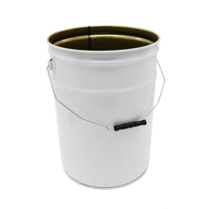 Picture of 6 Gallon White Steel Open Head Pail, Phenolic Lined, UN Rated