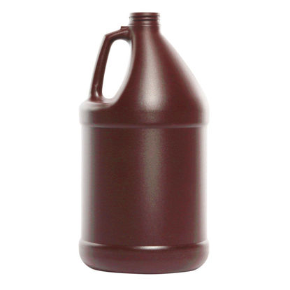 Picture of 128 oz (1  Gallon) Brown HDPE Plastic Industrial Round Bottle, 38-400, 4x1, 120 Gram, Kraft Box