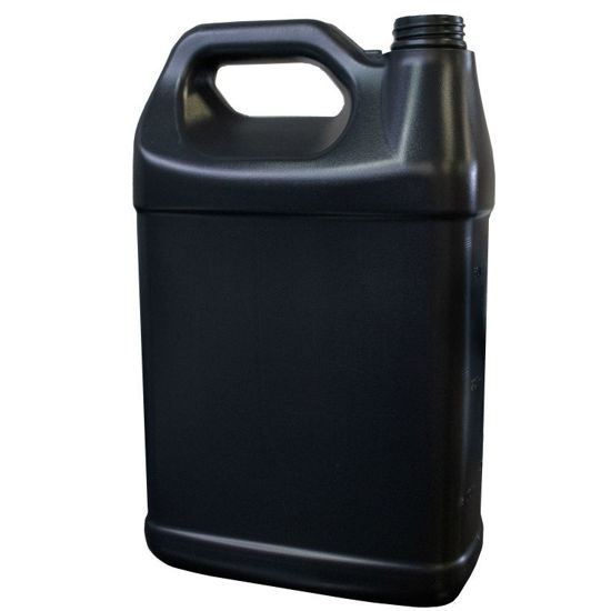 Picture of 128 oz Black HDPE Plastic F-Style Trimline, 38-400, 150 Gram, w/ View Stripe, Fluorinated Level 4