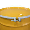 Picture of 85 Gallon Yellow Steel Open Head Drum, Phenolic Lined, Tubular Rubber Gasket, Bolt Ring, Printed SALVAGE, UN Rated