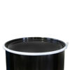 Picture of 55 Gallon Black Unlined Steel Open Head Drum, w/ Black Cover, No Fittings, Bolt Ring, UN Rated