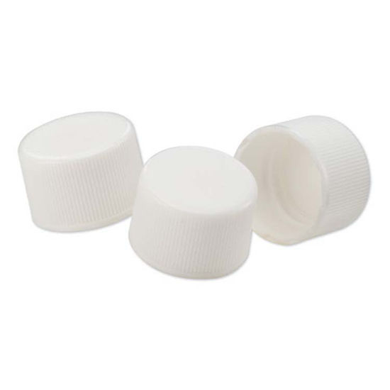 Picture of 20 mm, 20-410 White Ribbed Plastic Screw Cap w/ Foam Liner (F217)