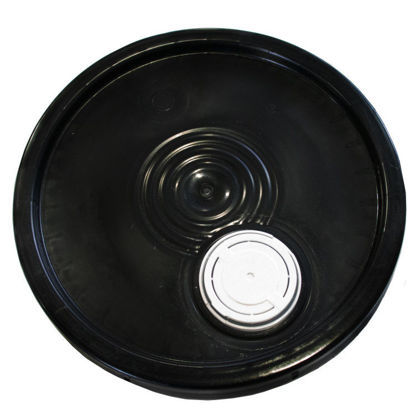 Picture of 3.5-6 Gallon Black HDPE Plastic Pail Cover, All Plastic Spout