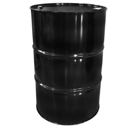 Picture of 55 Gallon Black Unlined Steel Tight Head w/ Black Cover, 2" & 3/4" Fitting, Poly Irradiated Gasket