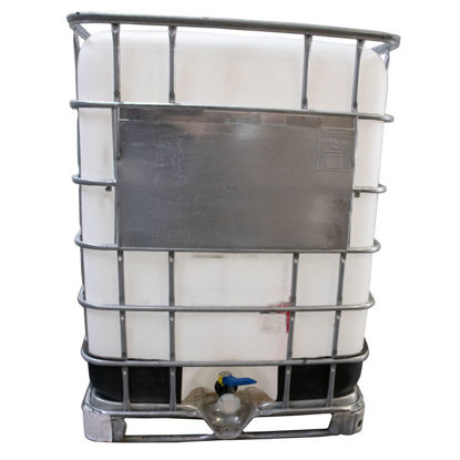 Picture of 330 Gallon Reconditioned IBC Tote, Natural Bottle, 6" Fill Cap, 2: Quick Disconnect w/ Gasket UN Rated