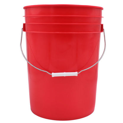 Picture of 20 Liter Red #186 HDPE Plastic Open Head Pail w/ Metal Handle