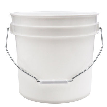 Picture of 3.5 Gallon White HDPE Plastic Open Head Pail, w/ Metal Handle