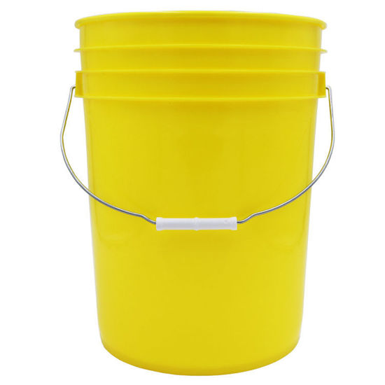 Picture of 20 Liter Yellow HDPE Plastic Open Head Pail w/ Metal Handle