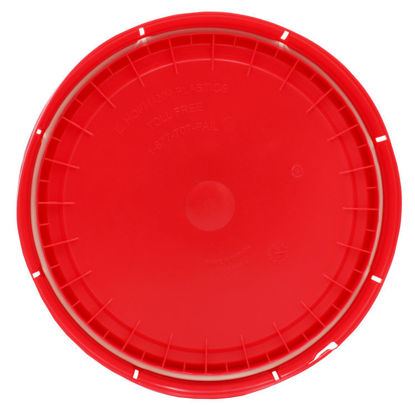 Picture of 3.5-6 Gallon Red #186 HDPE Plastic Pail Cover, Tear Tab, EPDM Gasket