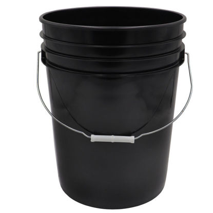 Picture of 20 Liter Black HDPE Plastic Open Head Pail w/ Metal Handle
