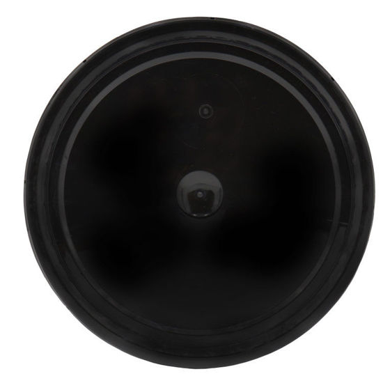 Picture of 3.5-6 Gallon Black HDPE Plastic Round Cover, Tear Tab, EPDM Gasket
