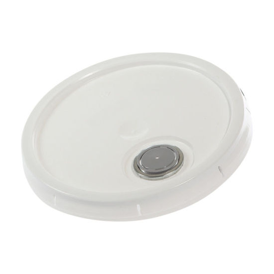 Picture of White HDPE Tear Tab Cover w/ Rieke (Micro-porous) for 3.5 - 6 Gallon Pails