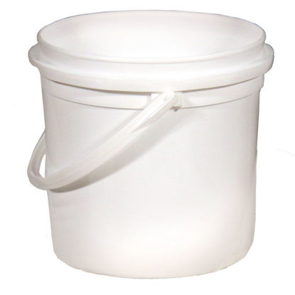 Picture of 64 oz White HDPE Plastic Pry Off Round Tub with Plastic Handle