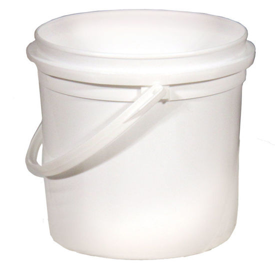 Picture of 64 oz White HDPE Plastic Pry Off Round Tub with Plastic Handle