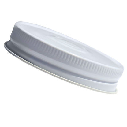 Picture of White/White Metal Screw Cap with Button, Plastisol Liner, 70G-450 Neck Finish