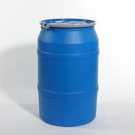 Picture of 55 Gallon Blue HDPE Plastic Open Head Drum with 2" and 2" Fittings, UN Rated