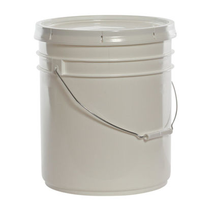 Picture of 5 Gallon White HDPE Plastic Straight Sided Open Head Pail w/ White Cover
