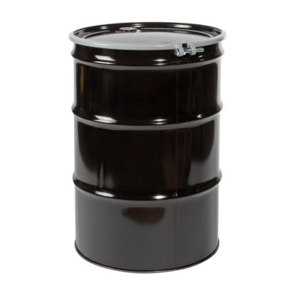 Picture of 55 Gallon Black Steel Open Head Drum, Rust Inhibited with 2" and 3/4" Fittings, UN Rated
