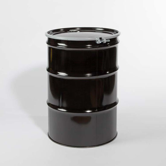 Picture of 55 Gallon Black Open Head Drum, Unlined w/ 2" & 3/4" Fittings, UN Rated