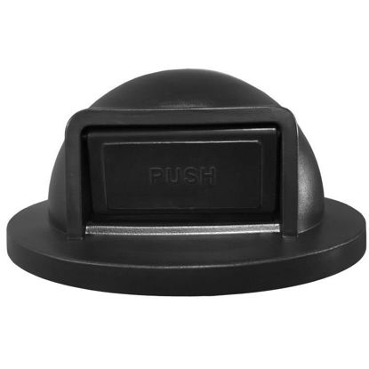 Picture of 55 Gallon Black HDPE Plastic Open Head Drum Plastic Dome Top Trash Receptacle Lid