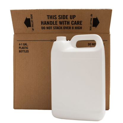 Picture of 128 oz (1-Gallon) White HDPE F-Style, 140 Gram, 38-400 Tamper Evident, 4x1, Kraft Box