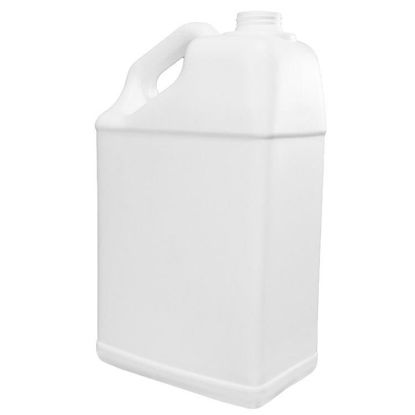 Picture of 5 Liter White HDPE Plastic Slant Handle F-Style Bottle, 38-400 Neck Finish, 170 Gram