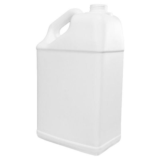 Picture of 5 Liter White HDPE Plastic Slant Handle F-Style Bottle, 38-400 Neck Finish, 170 Gram