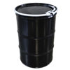 Picture of 55 Gallon Black Unlined Steel Open Head Drum, w/ Black Cover, Lever Lock Ring, UN Rated