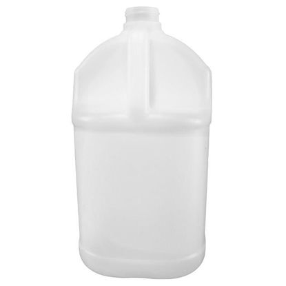 Picture of 128 oz Natural HDPE Plastic Industrial Square Bottle, 38-400 Neck Finish