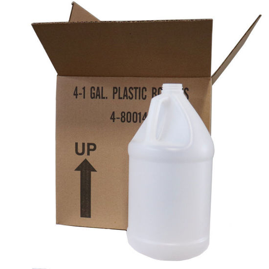 Picture of 128 oz Natural HDPE Plastic Industrial Round Bottles, 38-400, 4x1, 120 Gram, Kraft Box