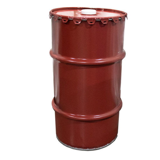 Picture of 16 Gallon Red Steel Open Head Drum, Grease Keg, Red Luc Cover, 2" Fittings, Bolt Ring