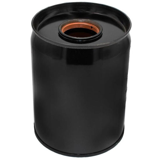 Picture of 1 Gallon Black Steel Tight Head Pail, Red/Brown Phenolic Lining w/ 2" Rieke Fitting