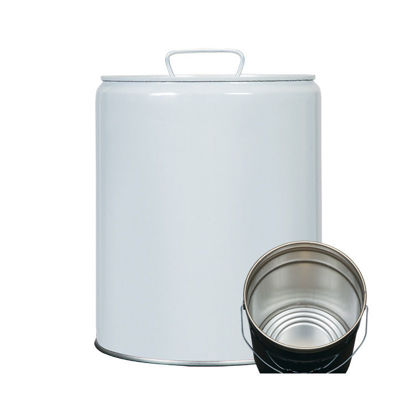 Picture of 5 Gallon White Tight Head Steel Pail, w/ Rust Inhibited, 2 1/8" Screw Cap, Seal, UN Rated