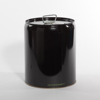 Picture of 5 Gallon Black Steel Tight Head Pail, Buff Epoxy Phenolic Lined w/ Dust Cap, UN Rated