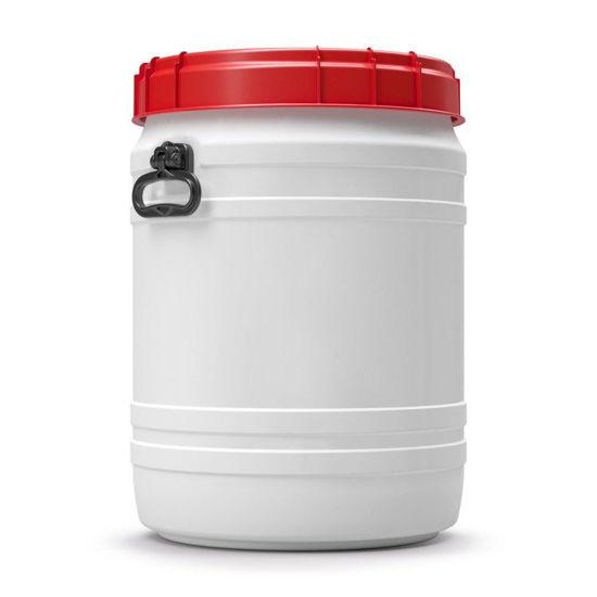 Picture of 64 Liter CurTec Total Opening HDPE Plastic Open Head Drum w/ Red Screw Top Cover, UN Rated