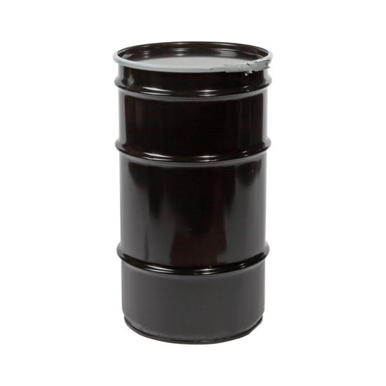 Picture of 16 Gallon Black Steel Open Head Drum, w/ Black Cover, Buff Epoxy Phenolic Lining, Lever Lock Ring, UN Rated
