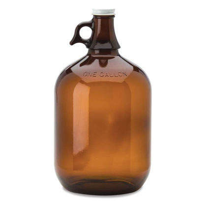 Picture of 128 oz Amber Glass Jug, 38-400, 6x1, Kraft Box